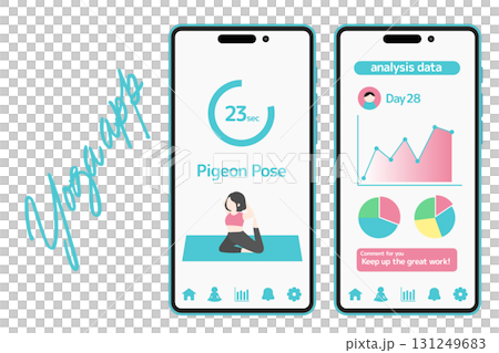 Yoga app UI screen design illustration set 131249683