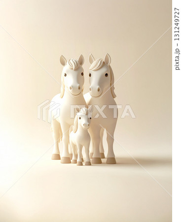 シンプルな馬の親子の置物 シンプルな馬の親子の置物 131249727