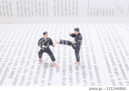 Miniature Martial Arts Figures Performing Karate Kick On Miniature Martial Arts Figures Performing Karate Kick On 131249868