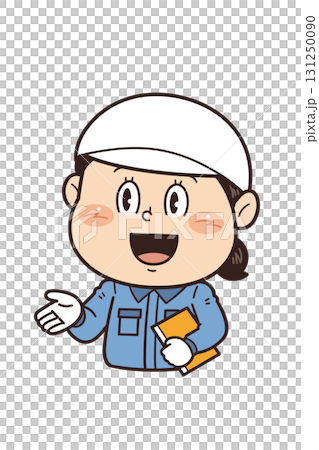 Illustration of a female worker working in a factory or on-site explaining unsafe behavior, unsafe conditions, and workplace accidents 131250090