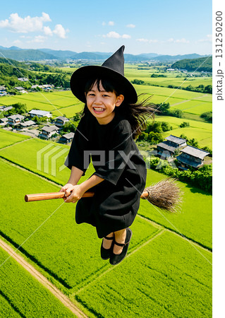 箒に乗って空を飛ぶ魔法少女 131250200