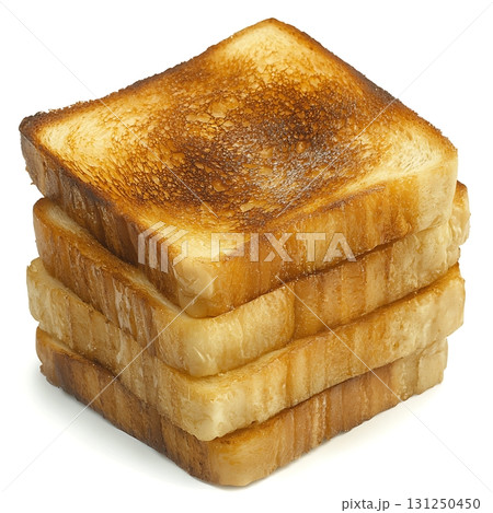 Stack of Golden Brown Toast Slices on a White Background for Breakfast or Snack Ideas Stack of Golden Brown Toast Slices on a White Background for Breakfast or Snack Ideas 131250450