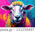 カラフルなペンキをまとった羊 131250497