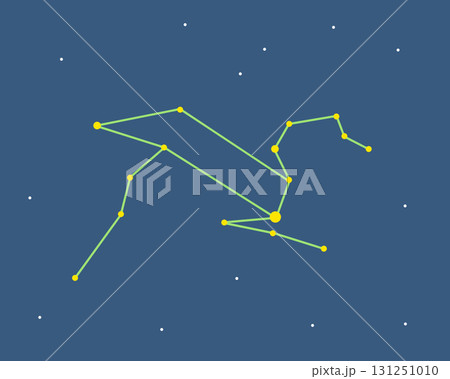 夜空に浮かぶしし座のイラスト（星座線） 131251010