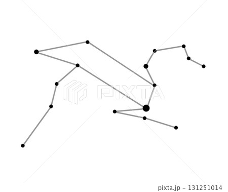 しし座の星座線のモノクロイラスト 131251014