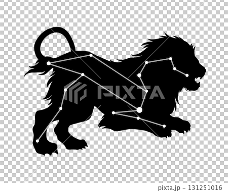 獅子座剪影圖（獅子和星座線條） 131251016