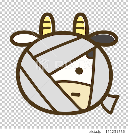 牛子扮成木乃伊的插圖(秋季/萬聖節) 牛子扮成木乃伊的插圖(秋季/萬聖節) 131251286