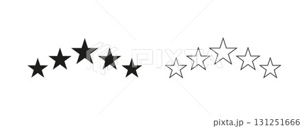 Black Star Rating Icons in half circle shape for Website or App. 131251666
