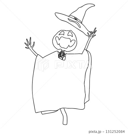 Outline for Coloring of Halloween Scarecrow Lantern Jack Pumpkin. One of the Fall Holiday Symbol. Vector Illustration. 131252084