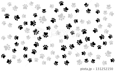 Abstract Paw Prints Pattern on White Background. Animal Paw Prints. 131252150