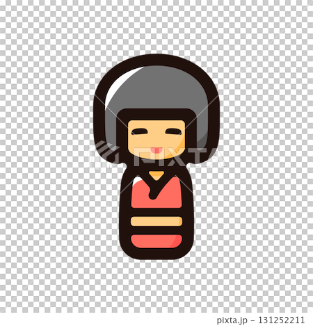 Kokeshi，小芥末插圖圖示（傳統工藝品，當地玩具，日本材料） 131252211