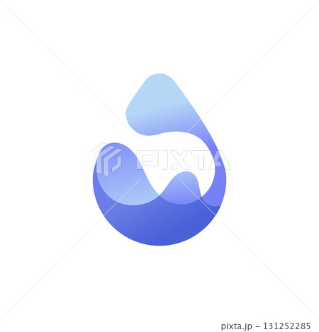 Abstract blue gradient water drop design with smooth flowing shapes and modern fluid style. Abstract blue gradient water drop design with smooth flowing shapes and modern fluid style. 131252285