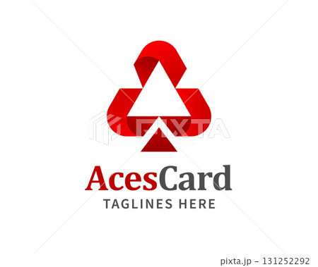 red abstract triangular ace symbol with ribbon like elements, ideal for gaming, casino, or card branding red abstract triangular ace symbol with ribbon like elements, ideal for gaming, casino, or card branding 131252292