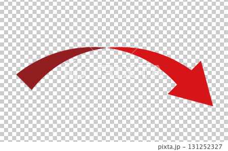 3D style curved arrow, single, red 3D style curved arrow, single, red 131252327