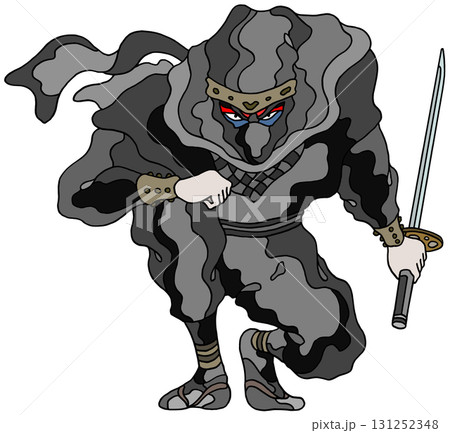 忍者キャラクター - 忍びの者・間者・黒装束・抜刀 忍者キャラクター - 忍びの者・間者・黒装束・抜刀 131252348