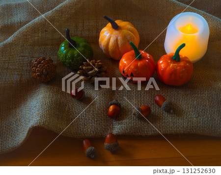 秋の温もりを感じるハロウィンの自然ディスプレイ 131252630