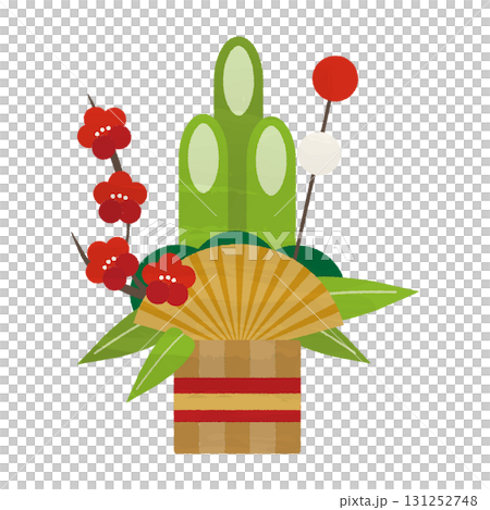 松竹梅の飾りがついたシンプルな門松 131252748