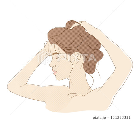 ふんわりと髪を束ねる女性 131253331