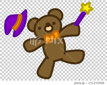一隻熊打扮成巫師，手持星形魔杖 131253409