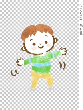 よちよち歩きの男の子の手描きイラスト 131254172