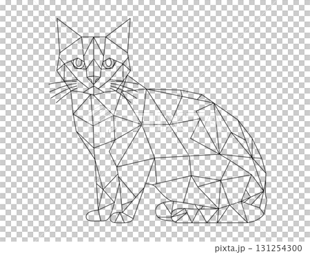 Polygonal line art illustration of a cat, modern design using geometric patterns 131254300