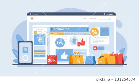 買い物体験を彩るECサイト画面 131254374