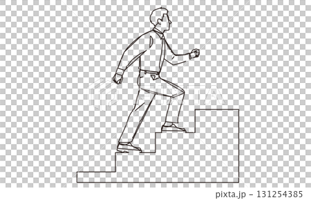 Line drawing illustration of a businessman stepping up 131254385
