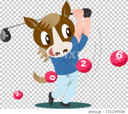 2026年 午年 年賀状素材 イラスト ゴルフ 2026年 午年 年賀状素材 イラスト ゴルフ 131254588