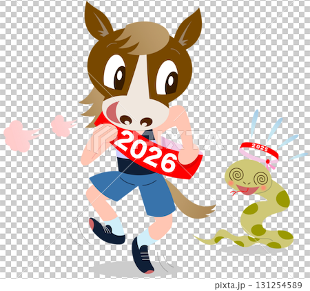 2026 Year of the Horse New Year's Card Material Illustration Marathon 131254589