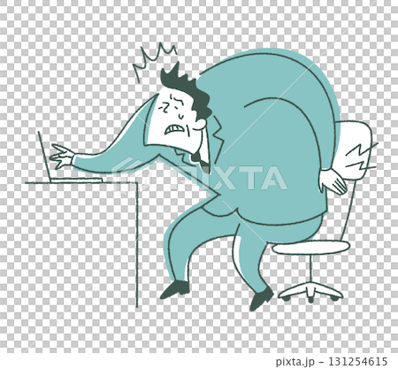 因伏案工作而背痛的老人_面向左側 因伏案工作而背痛的老人_面向左側 131254615