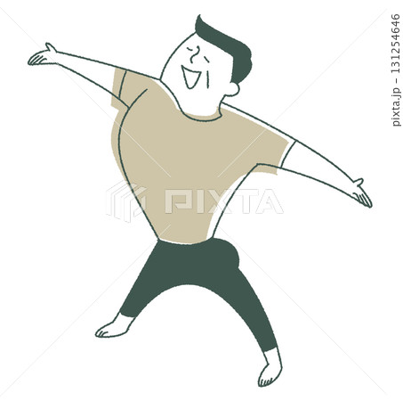 深呼吸する高齢男性_左向き 131254646