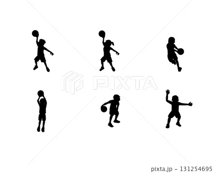 バスケットボールシルエットセット 131254695