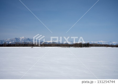 北海道中札内村 六花の森近くから望む日高山脈 131254744