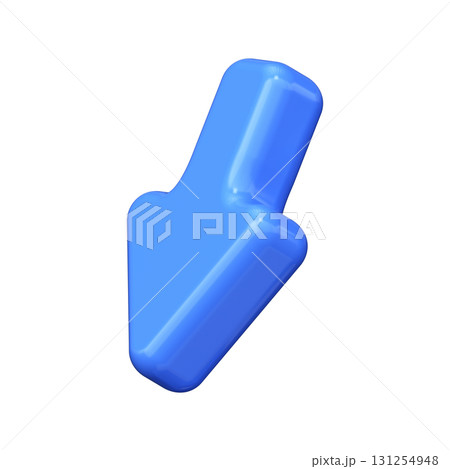 3D Blue Arrow Pointing Left Down 131254948