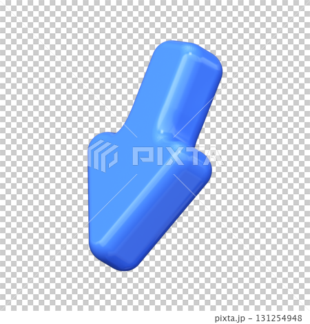 3D Blue Arrow Pointing Left Down 131254948