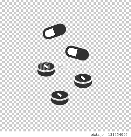 錠剤　カプセル　飲み薬　内服薬のシルエットイラスト 131254995
