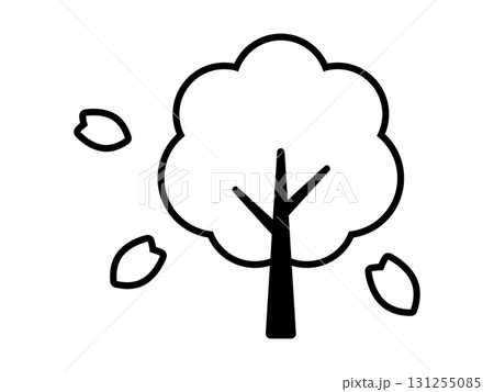 桜の木のアイコン　モノトーン 131255085