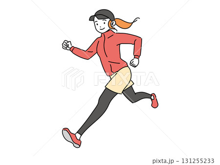 ランニングする笑顔の女性 131255233