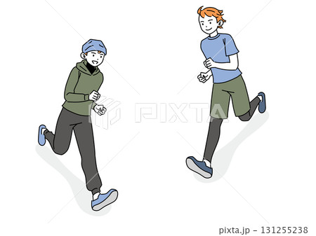 ランニングする笑顔の男性セット 131255238