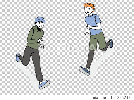 ランニングする笑顔の男性セット 131255238