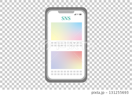 A smartphone displaying a fictitious photo posting social networking site 131255693