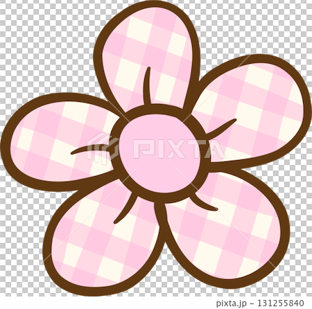 Cute Coquette Pink Gingham Flower Illustration Hand Drawn Cute Coquette Pink Gingham Flower Illustration Hand Drawn 131255840