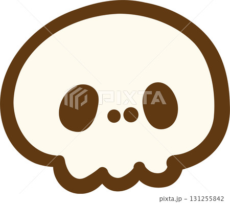 Cartoonish Skull Icon with Brown Outline 131255842
