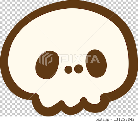 Cartoonish Skull Icon with Brown Outline 131255842