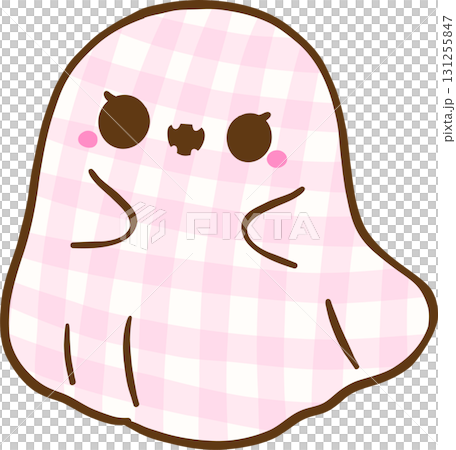 Cute Coquette Gingham Halloween, Plaid Pastel pink Ghost Hand Drawn Cute Coquette Gingham Halloween, Plaid Pastel pink Ghost Hand Drawn 131255847