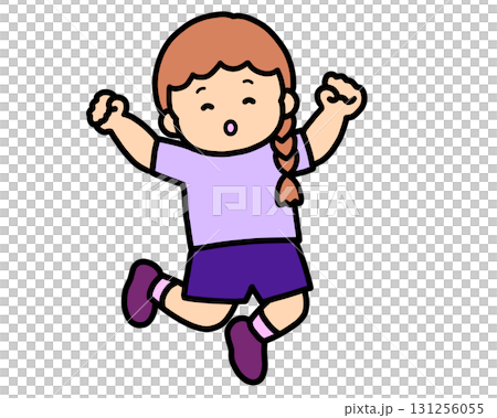 笑顔でジャンプする女の子 131256055