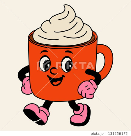 Smiling Hot Drink Cup Mascot in Winter Clothes 131256175