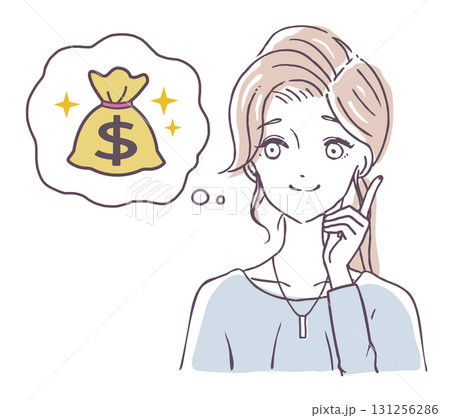 外貨について考える女性のベクターイラスト素材 外貨について考える女性のベクターイラスト素材 131256286