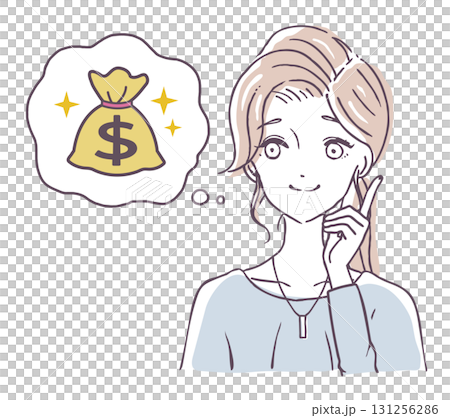 外貨について考える女性のベクターイラスト素材 外貨について考える女性のベクターイラスト素材 131256286