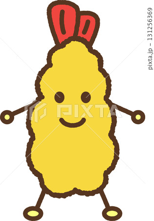 キャラクター風の食べ物アイコン エビフライ キャラクター風の食べ物アイコン エビフライ 131256369
